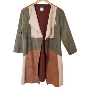 Faux Suede Open Front Cardigan Duster Size Medium
